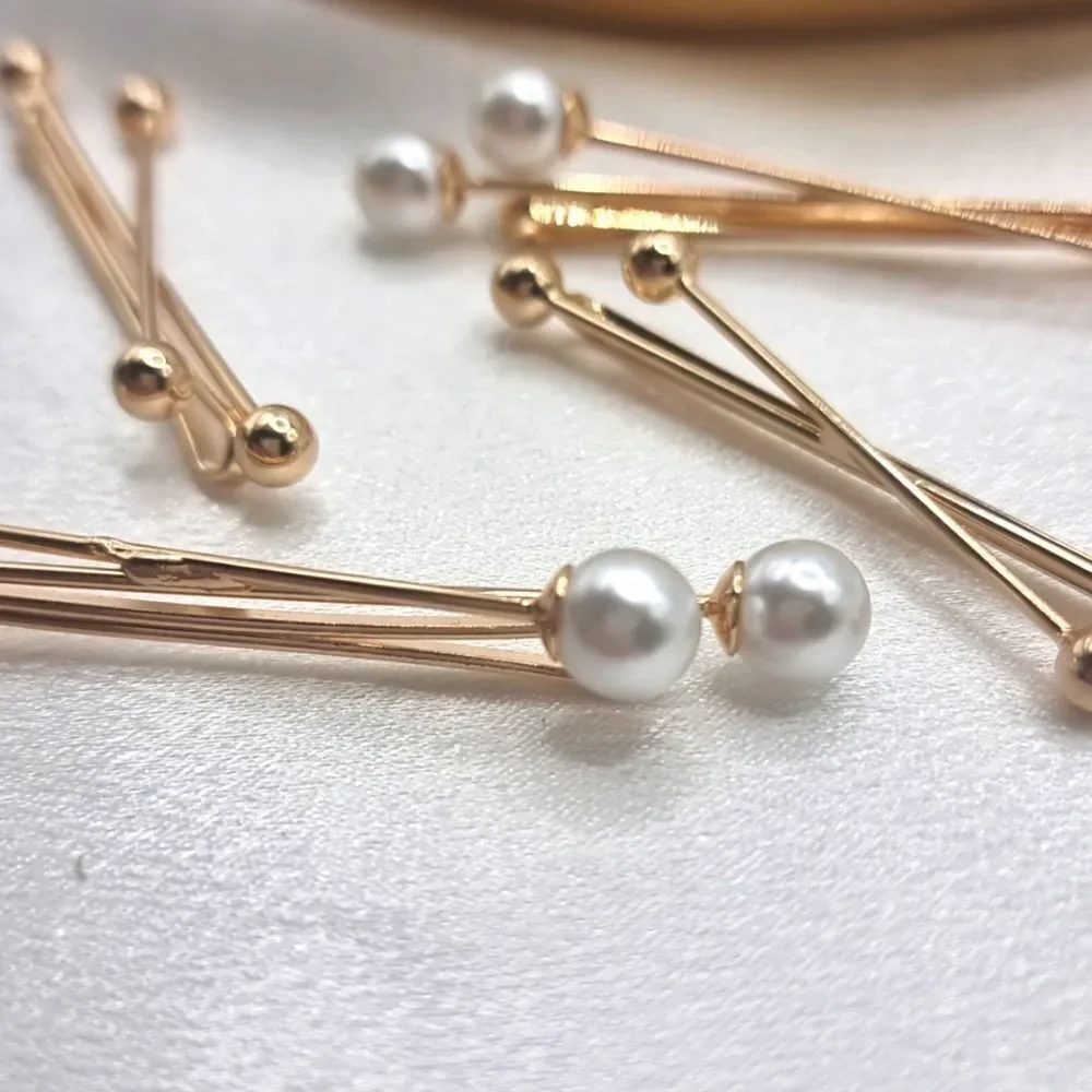ZARA Gold ball & Pearl criss cross hair pins clips • NWOT
